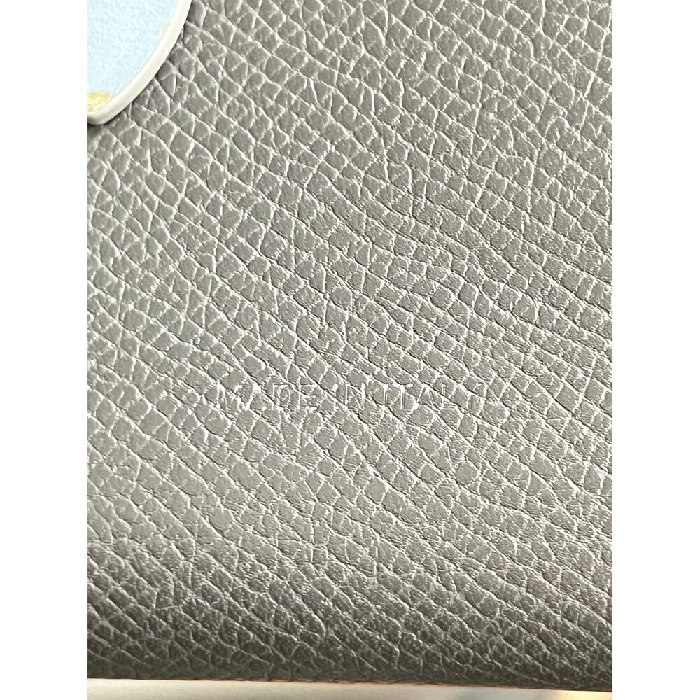 Celine Vintage Wallet Gray Leather Snap Strap Medium Wallet Blue Interior Italy - Picture 3 of 16